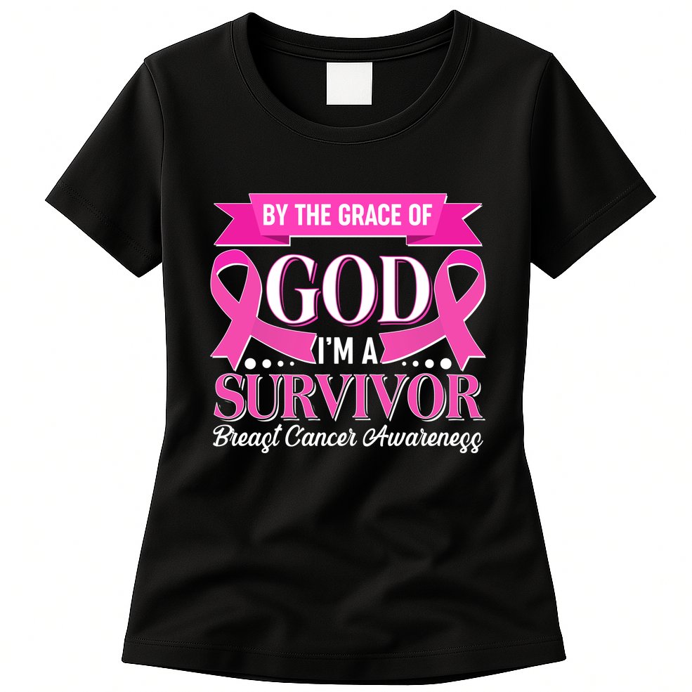 By The Grace Of God I'm A Survivor Breast Cancer Awareness Womens T-Shirt