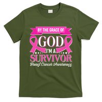 By The Grace Of God I'm A Survivor Breast Cancer Awareness T-Shirt