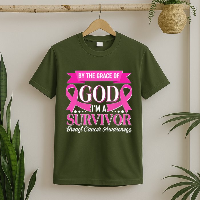 By The Grace Of God I'm A Survivor Breast Cancer Awareness T-Shirt