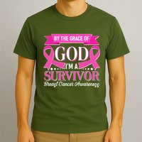 By The Grace Of God I'm A Survivor Breast Cancer Awareness T-Shirt