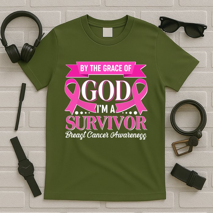 By The Grace Of God I'm A Survivor Breast Cancer Awareness T-Shirt