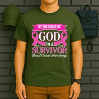 By The Grace Of God I'm A Survivor Breast Cancer Awareness T-Shirt