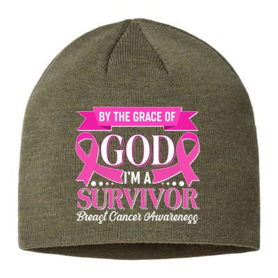 By The Grace Of God I'm A Survivor Breast Cancer Awareness Sustainable Beanie