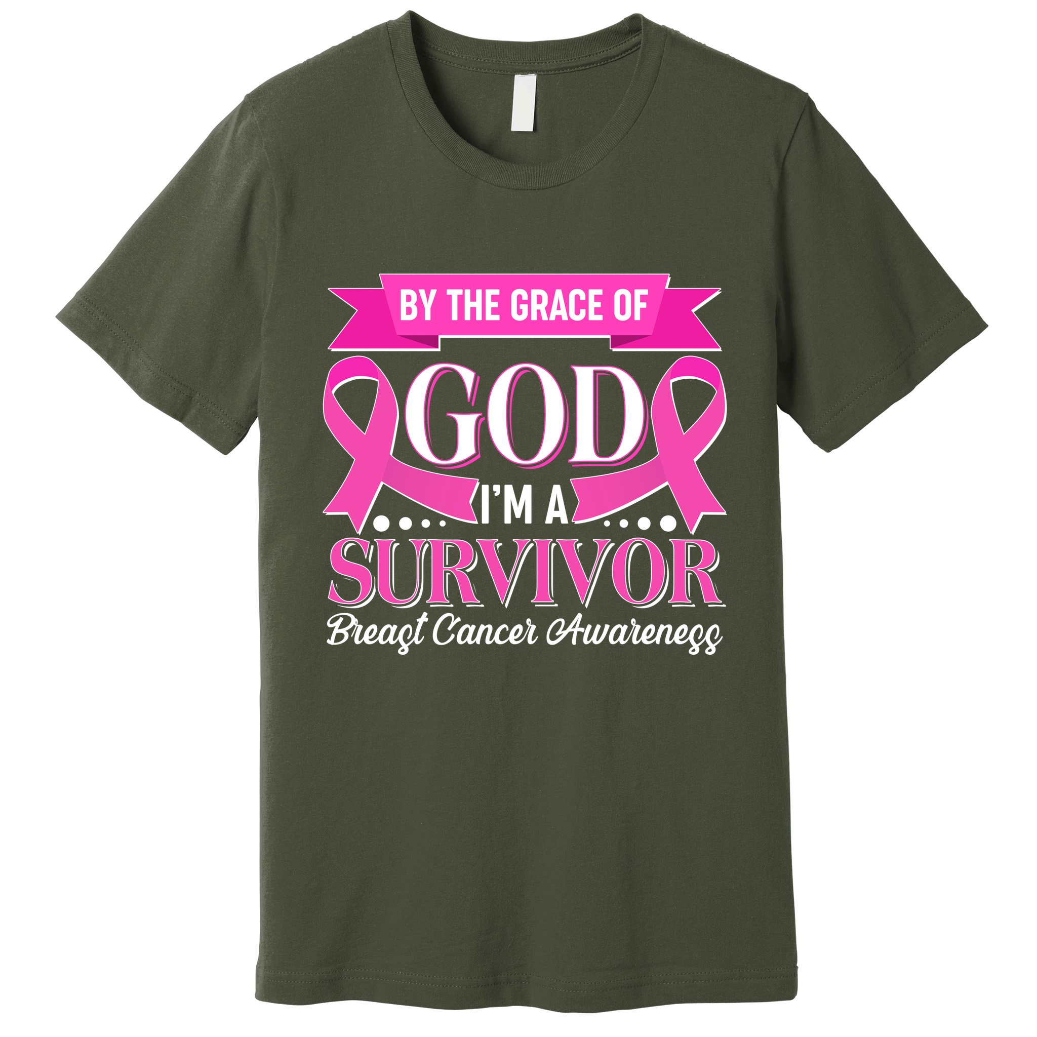 By The Grace Of God I'm A Survivor Breast Cancer Awareness Premium T-Shirt