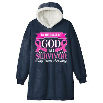 By The Grace Of God I'm A Survivor Breast Cancer Awareness Hooded Wearable Blanket