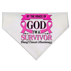 By The Grace Of God I'm A Survivor Breast Cancer Awareness USA-Made Doggie Bandana