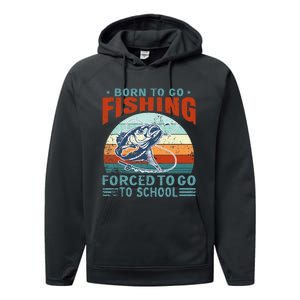 Born To Go Fishing Forced School Funny Performance Fleece Hoodie