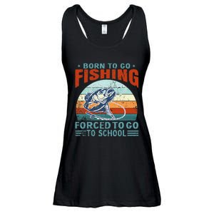 Born To Go Fishing Forced School Funny Ladies Essential Flowy Tank