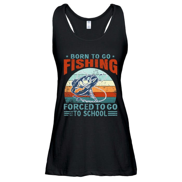 Born To Go Fishing Forced School Funny Ladies Essential Flowy Tank