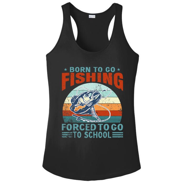 Born To Go Fishing Forced School Funny Ladies PosiCharge Competitor Racerback Tank