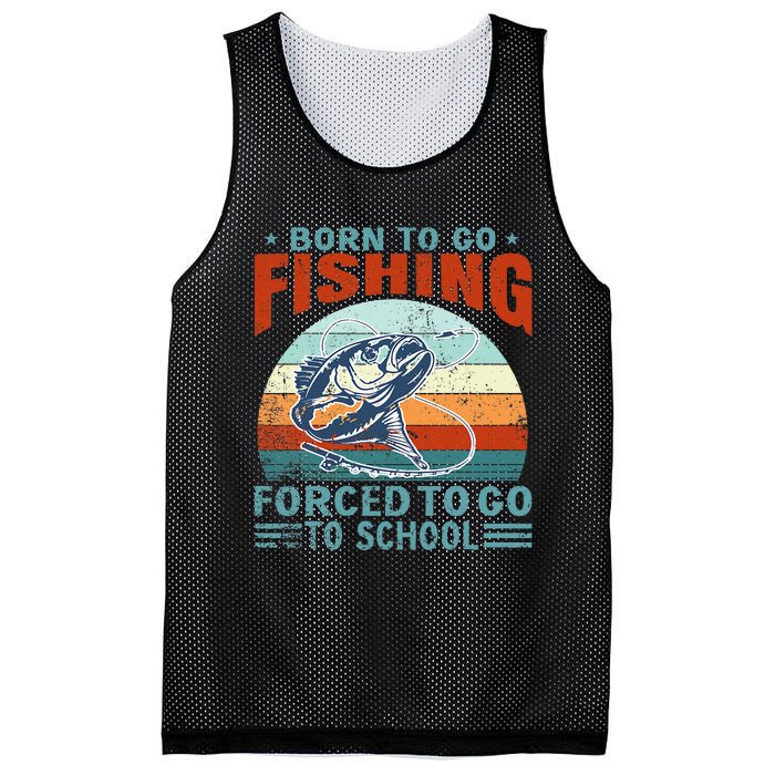 Born To Go Fishing Forced School Funny Mesh Reversible Basketball Jersey Tank