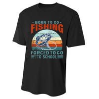 Born To Go Fishing Forced School Funny Performance Sprint T-Shirt