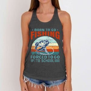 Born To Go Fishing Forced School Funny Women's Knotted Racerback Tank