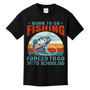 Born To Go Fishing Forced School Funny Kids T-Shirt