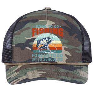 Born To Go Fishing Forced School Funny Retro Rope Trucker Hat Cap