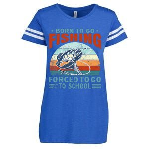 Born To Go Fishing Forced School Funny Enza Ladies Jersey Football T-Shirt