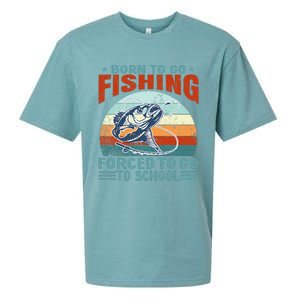 Born To Go Fishing Forced School Funny Sueded Cloud Jersey T-Shirt