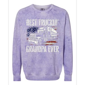 Best Truckin Grandpa Big Rig Semi Truck Driver Trucker Colorblast Crewneck Sweatshirt