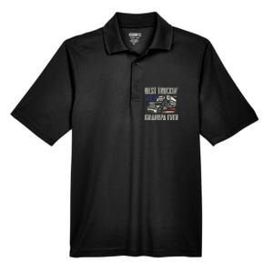 Best Truckin Grandpa Big Rig Semi Truck Driver Trucker Men's Origin Performance Pique Polo