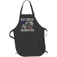 Best Truckin Grandpa Big Rig Semi Truck Driver Trucker Full-Length Apron With Pockets