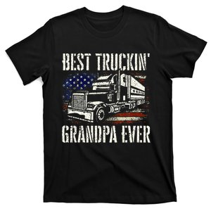 Best Truckin Grandpa Big Rig Semi Truck Driver Trucker T-Shirt