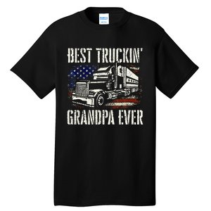 Best Truckin Grandpa Big Rig Semi Truck Driver Trucker Tall T-Shirt