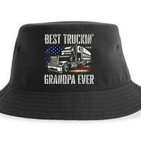 Best Truckin Grandpa Big Rig Semi Truck Driver Trucker Sustainable Bucket Hat