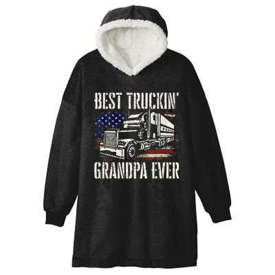 Best Truckin Grandpa Big Rig Semi Truck Driver Trucker Hooded Wearable Blanket