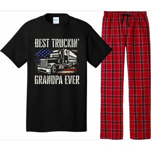 Best Truckin Grandpa Big Rig Semi Truck Driver Trucker Pajama Set