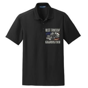 Best Truckin Grandpa Big Rig Semi Truck Driver Trucker Dry Zone Grid Polo