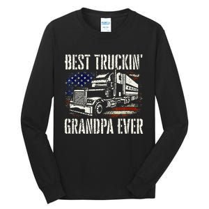 Best Truckin Grandpa Big Rig Semi Truck Driver Trucker Tall Long Sleeve T-Shirt