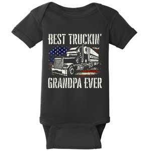 Best Truckin Grandpa Big Rig Semi Truck Driver Trucker Baby Bodysuit