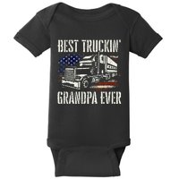 Best Truckin Grandpa Big Rig Semi Truck Driver Trucker Baby Bodysuit