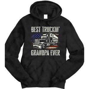 Best Truckin Grandpa Big Rig Semi Truck Driver Trucker Tie Dye Hoodie