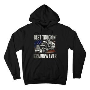 Best Truckin Grandpa Big Rig Semi Truck Driver Trucker Tall Hoodie