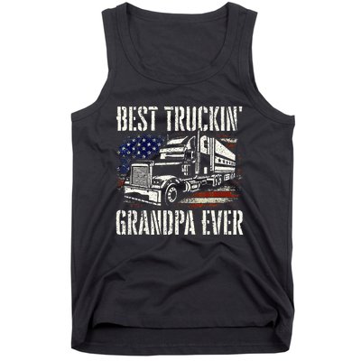 Best Truckin Grandpa Big Rig Semi Truck Driver Trucker Tank Top