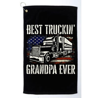 Best Truckin Grandpa Big Rig Semi Truck Driver Trucker Platinum Collection Golf Towel