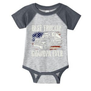 Best Truckin Grandpa Big Rig Semi Truck Driver Trucker Infant Baby Jersey Bodysuit