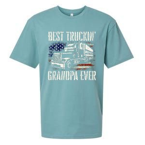 Best Truckin Grandpa Big Rig Semi Truck Driver Trucker Sueded Cloud Jersey T-Shirt