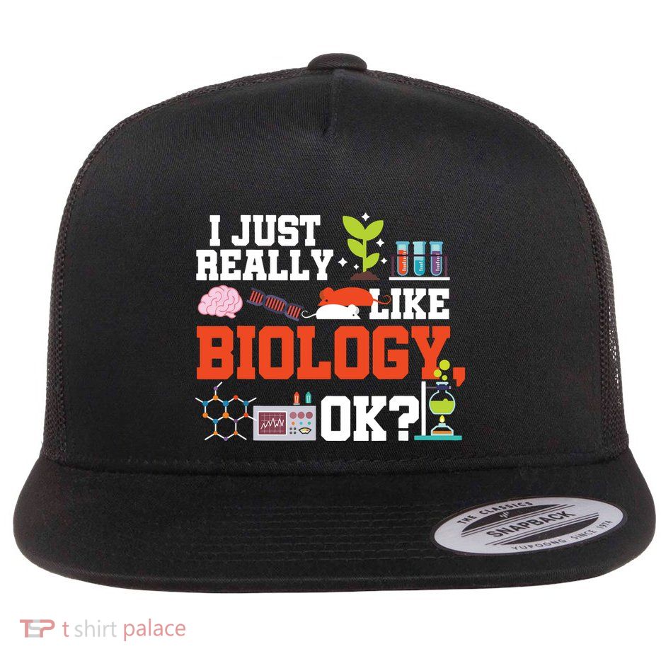 Biology Teacher Gift Science Student Biology Flat Bill Trucker Hat