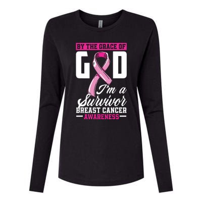 By The Grace God Im A Survivor Breast Cancer Survivor Womens Cotton Relaxed Long Sleeve T-Shirt