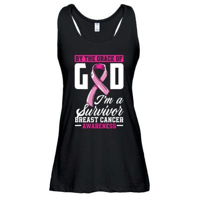 By The Grace God Im A Survivor Breast Cancer Survivor Ladies Essential Flowy Tank