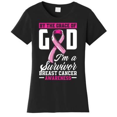 By The Grace God Im A Survivor Breast Cancer Survivor Women's T-Shirt