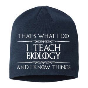 Biology Teacher Gifts I Teach Biology Know Things Funny Sustainable Beanie