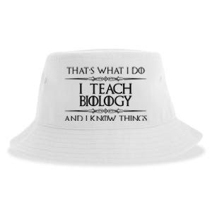 Biology Teacher Gifts I Teach Biology Know Things Funny Sustainable Bucket Hat