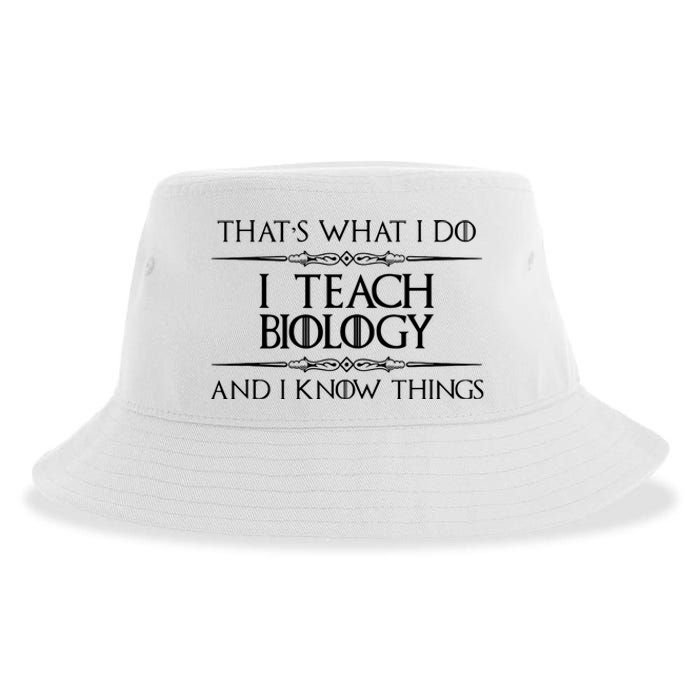 Biology Teacher Gifts I Teach Biology Know Things Funny Sustainable Bucket Hat