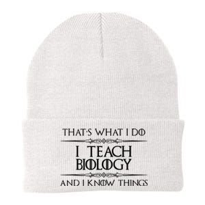 Biology Teacher Gifts I Teach Biology Know Things Funny Knit Cap Winter Beanie