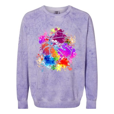 Basketball Teenagers Girls Teens Wo Baller Dunking Colorblast Crewneck Sweatshirt