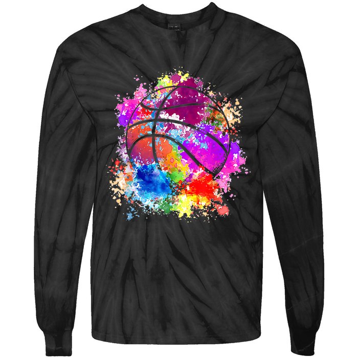 Basketball Teenagers Girls Teens Wo Baller Dunking Tie-Dye Long Sleeve Shirt