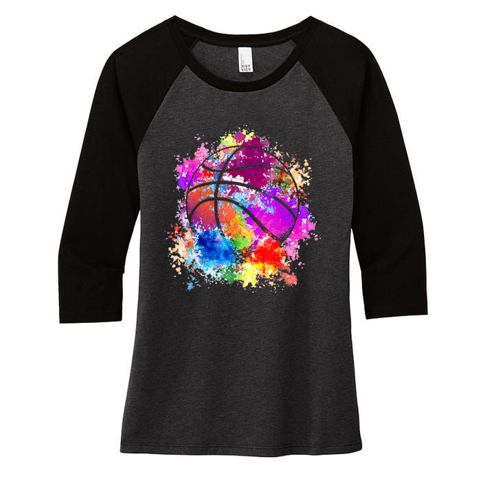 Basketball Teenagers Girls Teens Wo Baller Dunking Women's Tri-Blend 3/4-Sleeve Raglan Shirt